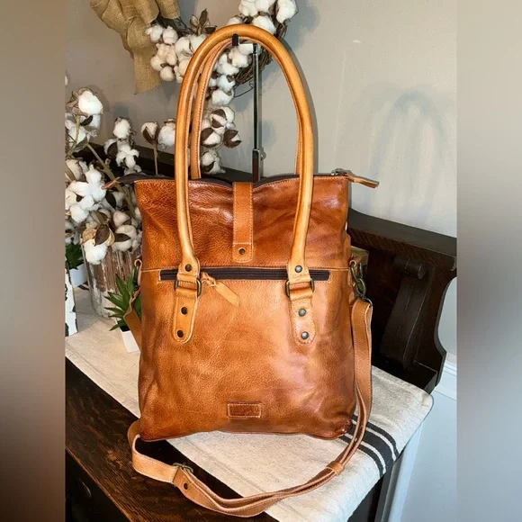 NWT Bed Stu Leather Rachel Shoulder Crossbody Bag Pecan DD Retail $345 - Picture 2 of 15